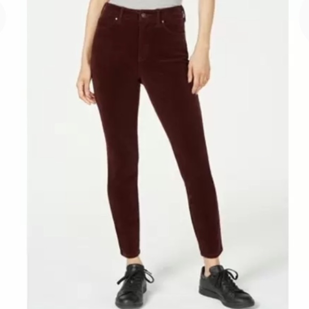 NEW Rewash High Rise Skinny Ankle Corduroy Pants, Size 26, Burgandy